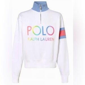 Polo Ralph Lauren white blue half zip fleece Women’s XS.